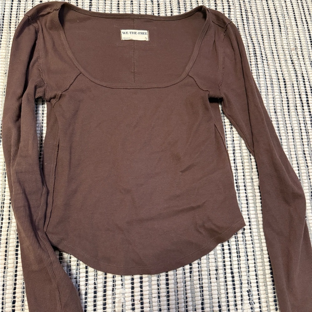 We The Free Chocolate Long Sleeve Top